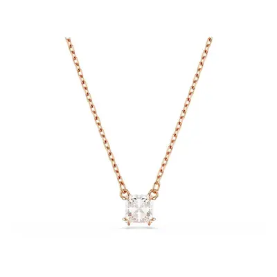 Stilla Rose Gold-tone Plated White Square Cut Pendant