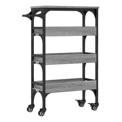 vidaXL Kitchen Trolley Rolling Cart Storage Cart Grey Sonoma Engineered Wood