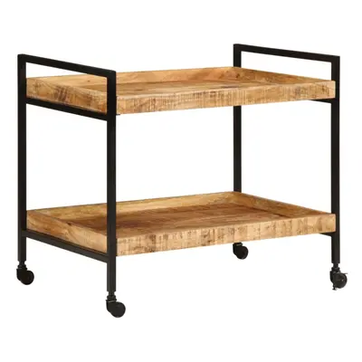 vidaXL Kitchen Trolley Rolling Cart Tea Storage Cart Solid Rough Wood Mango