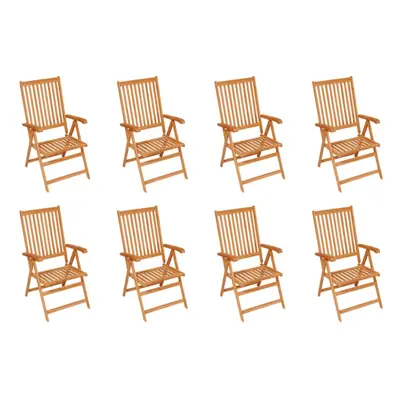 vidaXL 8x Solid Teak Wood Reclining Garden Chairs Furniture Outdoor Seating