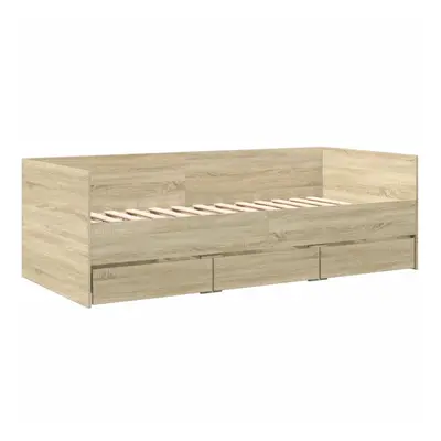 (sonoma oak, x cm) vidaXL Daybed with Drawers Sofa Bed Grey Sonoma 100x200 cm Engineered Wood