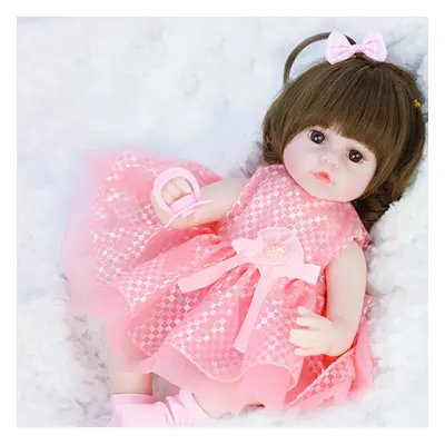 () 42CM Soft Silicone Vinyl Acrylic Eye Rotatable Limbs Cute Lifelike Realistic Reborn Baby Doll