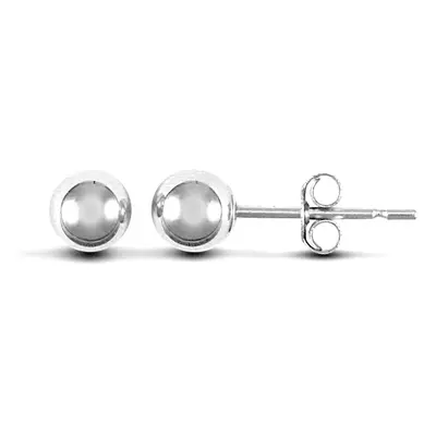 Jewelco London 9ct White Gold Ball Bead Stud Earrings, 4mm - JES156