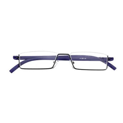 (Blue, 3.5) Flexible Reading Glasses Colorful Half Rim Presbyopic with Case