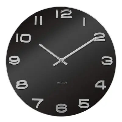 Karlsson Vintage Round Glass Wall Clock, Black