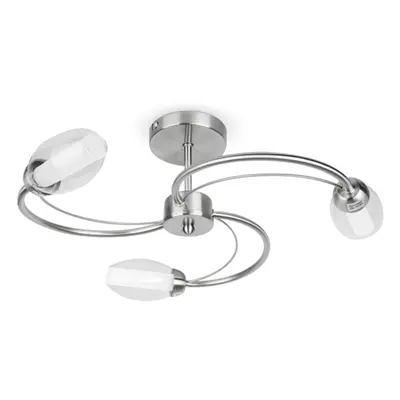 Modern Way Brushed Chrome & Glass Swirl Design Flush Ceiling Light