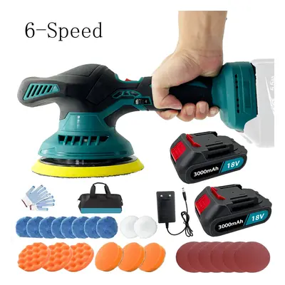 6 inch Cordless Car Polisher Buffer Sander 6-Speed Polishing machine+2xBattery+Charger-Compatibl