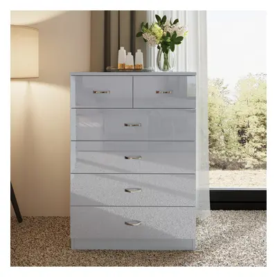 (Grey) Drawer Chest Of Drawers High Gloss