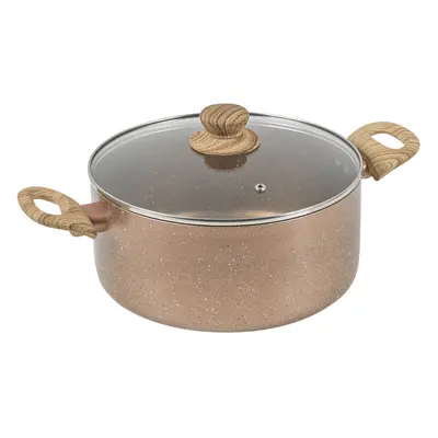 (20cm + 24cm, Rose Gold Marble ) Non Stick Ceramic Induction Casserole Stockpot