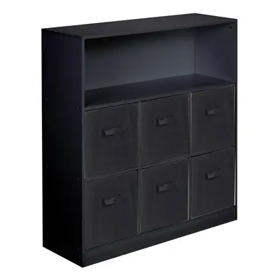 (Black, Black) Wooden Cubed Bookcase Units Shelves Drawers