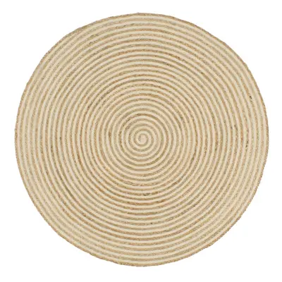 vidaXL Handmade Rug Jute with Spiral Design White 120cm Home Floor Carpet Mat