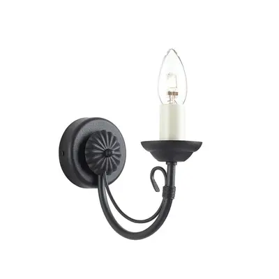 Wall Light Gothic Style Wire Bound Arm Ivory Candle Black LED E14 60W