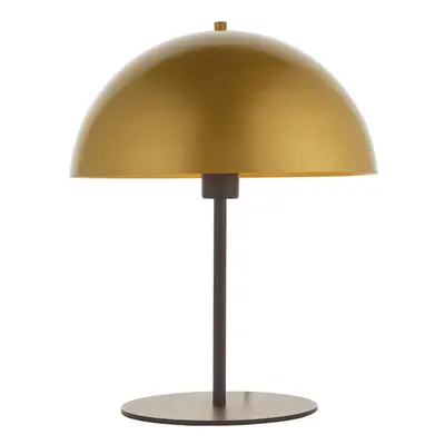 Dark Bronze Table Lamp - Gold Painted Metal Dome Shade - Side Table Light