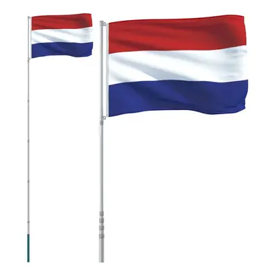 vidaXL Netherlands Flag and Pole 5.55 m Aluminium Dutch Holland Flag Pole