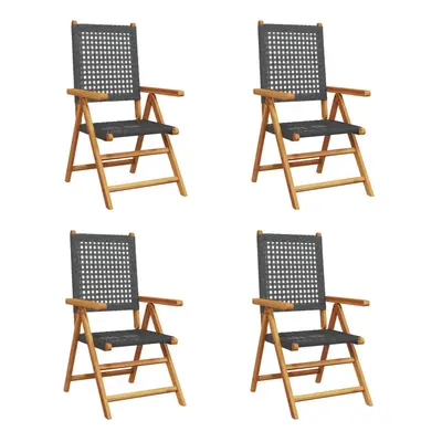 (black, pcs) vidaXL Reclining Garden Chairs Outdoor Chair Armchair Poly Rattan & Solid Wood