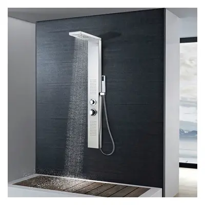 vidaXL Shower Panel System Stainless Steel Square Tower Column Pillar Bathroom