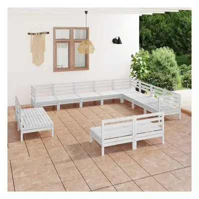 vidaXL Garden Lounge Set Outdoor Lounge Set Piece Solid Wood Pine White