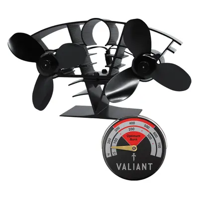 Valiant Whirlwind Stove Fan & Magnetic Stove Thermometer in Red