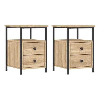 (sonoma oak) vidaXL Bedside Cabinets Nightstand Bed Table pcs Sonoma Oak Engineered Wood