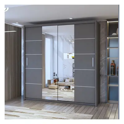 (Grey, cm ) MN FURNITURE Wismar Sliding Double Door Wardrobe