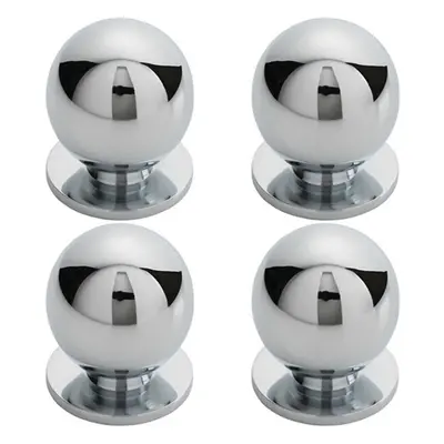 4x Solid Ball Cupboard Door Knob 30mm Diameter Polished Chrome Cabinet Handle