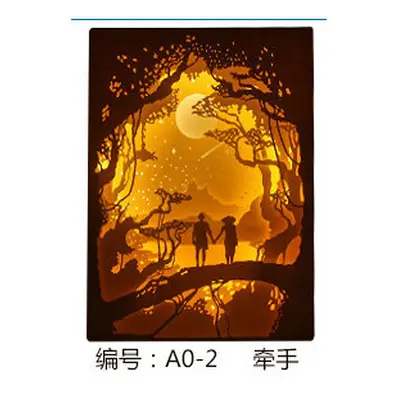 (A0-2) 3D Paper Carving Lamp Art Creative LED Night Light Birthday Gift Romantic Decor