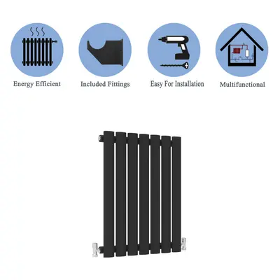 (Single, 600*413mm) Black Oval Tube Designer Radiator