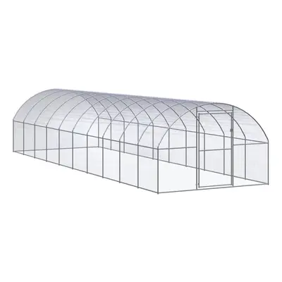 vidaXL Outdoor Chicken Coop 3x10x2 m Galvanised Steel Garden Poultry House