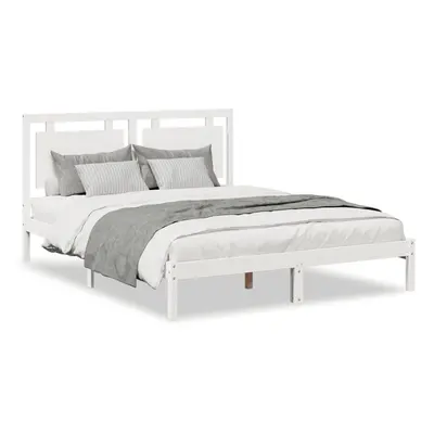 (white, x cm) vidaXL Bed Frame Wooden Platform Bed Bedstead Bedroom Bed Base Solid Wood