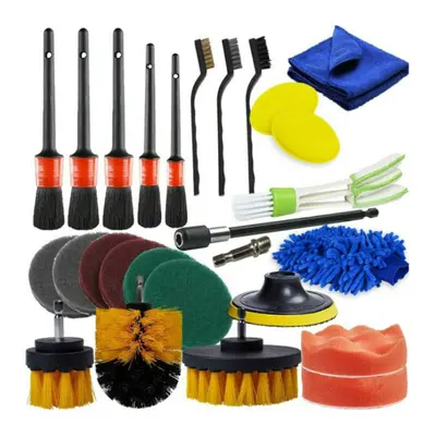 26pcs Drill Scrubber Cleaning Drill Brush Set Detail Brush Attachment for Car Leather Air Vents 