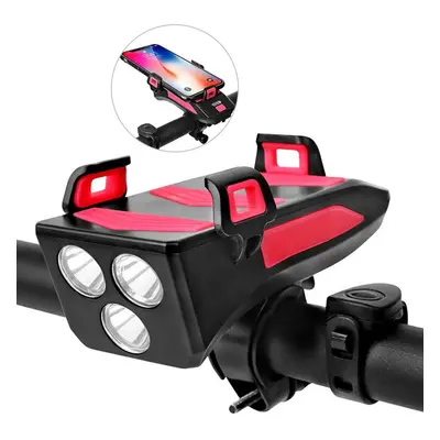 (2000 Ma-Red A) IN Multifunctional Bike Light Bicycle Horn Lamp with Mobile Phone Bracket