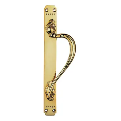 Right Handeda Door Pull Handle With Dot Pattern x 42.5mm Polished Brass