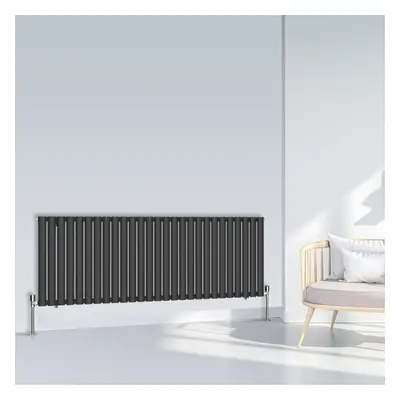 (600x1593mm Single, Black) NRG Oval Column Designer Radiator Horizontal Vertical Central Heating