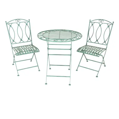 Charles Bentley Rustic Wrought Iron Bistro Set Lightweight Garden Outdoor, Strong & Sturdy in a 