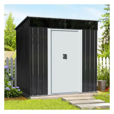 Charcoal Black Galvanized Steel Acrylic Storage Shed Outdoor Shed Slope Roof Double Door