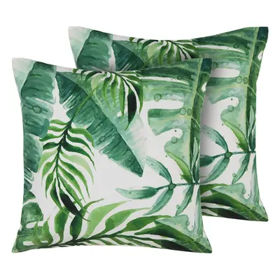 Set of Outdoor Cushions PAVELLI Plant Pattern x cm Green