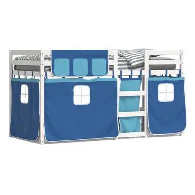 (white and blue, x cm) vidaXL Bunk Bed with Curtains Kids Bed Frame Twin Sleeper Solid Wood Pine