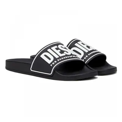 (L) Sa-Mayemi Pool Slides With 3D Logo, Black