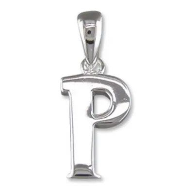 (30 Inch) Sterling Silver Initial P Pendant On A Snake Necklace