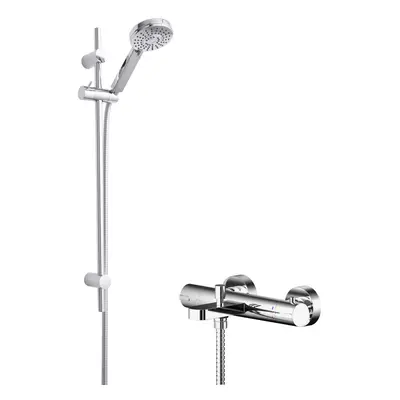 Current Wall Mount Thermostatic Bath Shower Mixer Tap with Multi Function Slide Rail Kit - Chrom