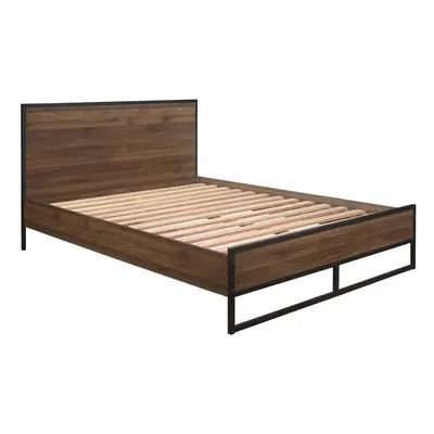 (Double) Houston Walnut Bed - Metal Legs - Industrial Style