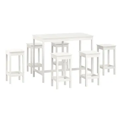 (White) vidaXL Solid Wood Pine Bar Set Piece Bistro Table and Chair Multi Colours