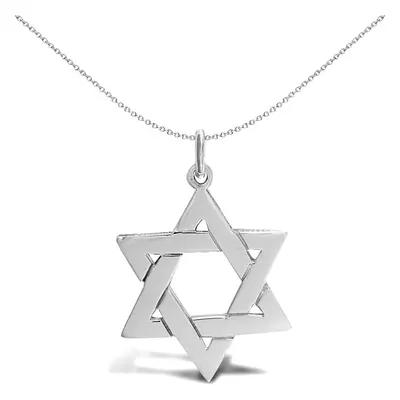 Jewelco London Sterling Silver Magen David Star Charm Pendant 29mm - APD054