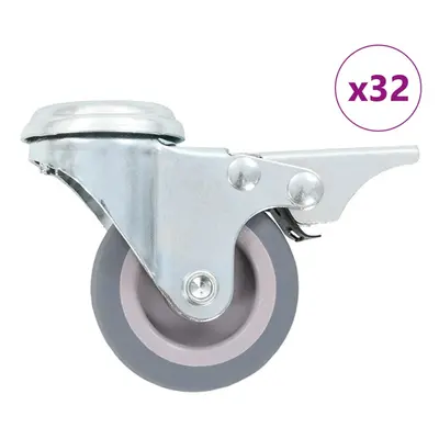 vidaXL 32x Bolt Hole Swivel Casters with Double Brakes 50mm Trolley Wheels