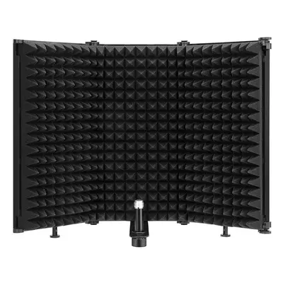 (metal3) Foldable Panels Microphone Soundproof Cover Mic Isolation Shield Noise Reduction Windpr