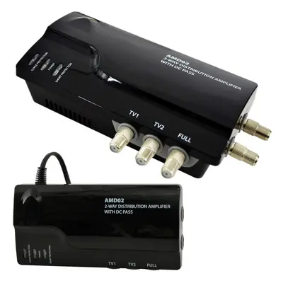 2 Way TV Aerial Distribution Amplifier 4G Amp Splitter Booster F type Coaxial DC