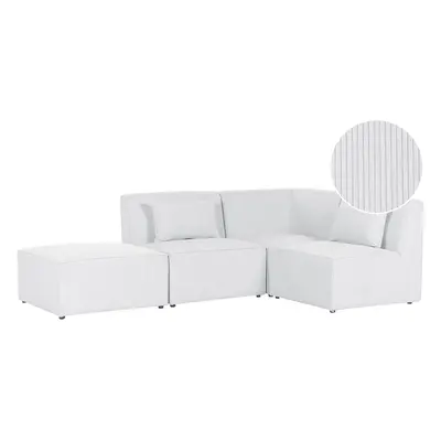 Left Hand Seater Modular Jumbo Cord Corner Sofa with Ottoman Off White LEMVIG