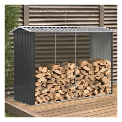 8 x ft Metal Apex Garden Log Store Outdoor Firewood Storage Shed