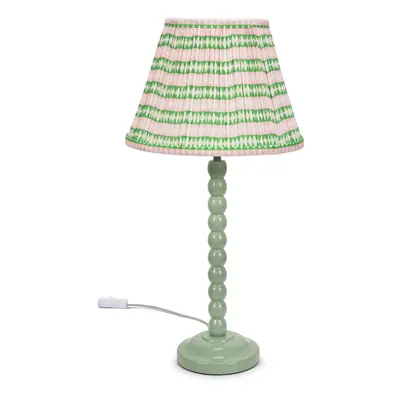 ValueLights Bobbins Pink Aztec Shade Sage Green Table Lamp and Bulb