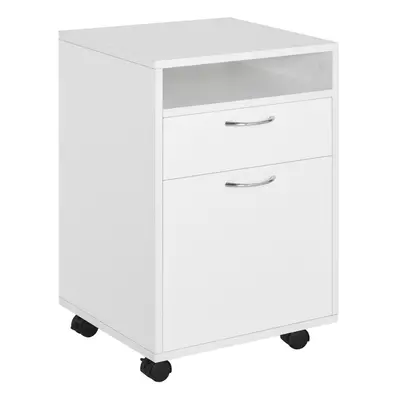 HOMCOM 60cm Filing Cabinet with Drawers and Open Shelf, White